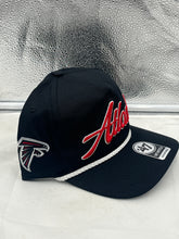 Load image into Gallery viewer, Back view of the Atlanta Falcons NFL '47 Brand Black Rope Script Hitch Snapback Adjustable Hat - Adjustable fitting for all Atlanta Falcons hat fans.