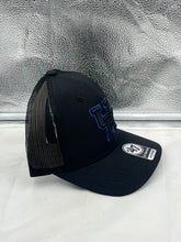 Load image into Gallery viewer, Kentucky Wildcats NCAA '47 Brand Black Trucker Adjustable Snapback Hat worn by a fan at a sports event.