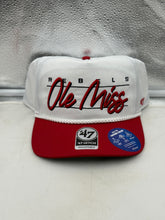 Load image into Gallery viewer, Ole Miss Rebels NCAA '47 Brand White Script Hitch Rope Adjustable Snapback Hat showcasing a stylish design with an iconic Ole Miss Rebels hat script logo for fans.