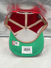 Load image into Gallery viewer, Close-up view of the Ohio State Buckeyes NCAA '47 Brand Red TT Hitch Script Adjustable Snapback Hat, highlighting the comfortable adjustable snapback design for a secure fit.