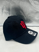 Load image into Gallery viewer, Indiana Hoosiers NCAA '47 Brand Black Clean Up Adjustable Hat showcasing embroidered team logo and relaxed fit design.