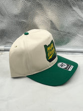 Load image into Gallery viewer, Close-up of the embroidery on the Oregon Ducks NCAA '47 Brand Throwback Natural Two Tone Hitch Adjustable Hat featuring the Oregon Ducks logo.