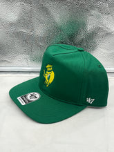 Load image into Gallery viewer, Close-up view of the Oregon Ducks NCAA '47 Brand Throwback Green Hitch Adjustable Snapback Hat showcasing the iconic logo.