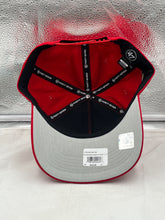 Load image into Gallery viewer, San Francisco 49ers NFL '47 Red Reversed Script Hitch Snapback Adjustable Hat worn by a fan at a game, demonstrating team pride and fan spirit.
