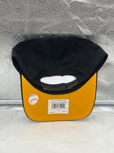 Load image into Gallery viewer, Pittsburgh Pirates MLB '47 Brand Throwback Black Hitch Adjustable Snapback Hat featuring a vintage logo and adjustable snapback design, perfect for fans.