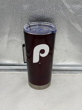 Load image into Gallery viewer, Philadelphia Phillies Tumbler 20oz Red Throwback MLB Tumbler Cup by Logo Brands with Phillies logo