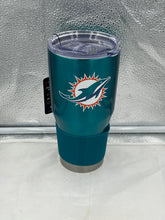 Load image into Gallery viewer, Miami Dolphins NFL 30oz Teal Tumbler Cup Mug by Logo Brands showcasing vibrant teal color and team logo, ideal for game day and everyday use.