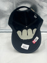 Load image into Gallery viewer, Side view of the Ohio State Buckeyes NCAA '47 Brand Throwback Black Adjustable Strapback Hat demonstrating the adjustable strapback closure for a comfortable fit.