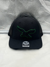 Load image into Gallery viewer, 47 Brand Philadelphia Eagles NFL Throwback Black Trucker Adjustable Hat - Classic Style - a stylish Philadelphia Eagles hat for fans.