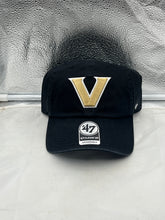 Load image into Gallery viewer, Vanderbilt Commodores NCAA '47 Brand Black Clean Up Adjustable Strapback Hat showcasing the iconic Vanderbilt logo, perfect for fans looking for a stylish and comfortable accessory.