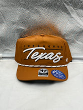 Load image into Gallery viewer, Front view of the Texas Longhorns NCAA '47 Brand Orange Hitch Rope Adjustable Snapback Hat showcasing the vibrant orange color and classic hitch rope detail.