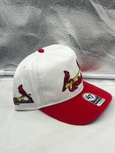 Load image into Gallery viewer, St. Louis Cardinals MLB '47 Brand White TT Script Hitch Adjustable Snapback Hat showcasing the iconic Cardinals script logo in a stylish white design.