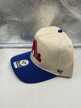 Load image into Gallery viewer, Close-up view of the Quebec Nordiques NHL '47 Throwback Natural TT Hitch Adjustable Snapback Hat highlighting its premium quality materials and adjustable fit.
