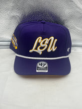 Load image into Gallery viewer, LSU Tigers NCAA '47 Brand Purple Rope Script Hitch Adjustable Hat, showcasing vibrant purple color and stylish rope detail, ideal for displaying school spirit.
