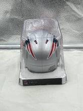 Load image into Gallery viewer, New England Patriots NFL Silver Riddell Speed Replica Mini Helmet displayed on a shelf, representing team spirit and fandom.