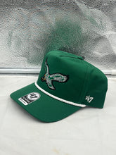 Load image into Gallery viewer, Close-up view of Philadelphia Eagles NFL '47 Throwback Green Rope Hitch Snapback Adjustable Hat featuring adjustable snapback closure and breathable fabric ideal for everyday wear.