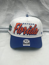Load image into Gallery viewer, Florida Gators NCAA '47 Brand White Two Tone Script Hitch Adjustable Hat showcasing stylish two-tone design and iconic Gators script, perfect for game day or everyday wear.