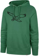 Load image into Gallery viewer, Philadelphia Eagles NFL '47 Brand Throwback Green Imprint Men's Hoodie featuring a vintage design, perfect for game day or casual wear, showcasing team pride with an eye-catching imprint logo.