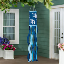 Load image into Gallery viewer, Tampa Bay Rays MLB 40" x 6" Windsock Flag by Team Sports America displaying the team's logo and colors, perfect for game day decorations.