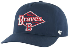 Load image into Gallery viewer, Atlanta Braves MLB '47 Brand Throwback Navy Hitch Adjustable Snapback Hat - stylish Atlanta Braves hat for fans.