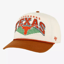 Load image into Gallery viewer, Front view of the Texas Longhorns NCAA '47 Brand Natural TT Rope Hitch Adjustable Snapback Hat, a Texas Longhorns hat with embroidered team logo.