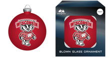 Load image into Gallery viewer, Wisconsin Badgers NCAA Red Christmas Glass Blown Ornament Evergreen Enterprises - Casey's Sports Store