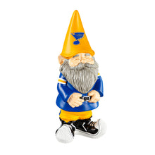 Load image into Gallery viewer, St. Louis Blues NHL 11" Tall Garden Gnome by Evergreen Enterprises, showcasing team spirit with vibrant colors and a lifelike design, perfect for garden decor.
