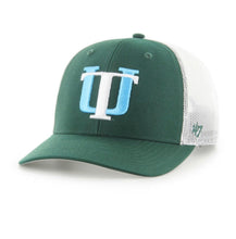 Load image into Gallery viewer, Tulane Green Wave NCAA '47 Brand Throwback Green Trucker Adjustable Snapback Hat featuring a vintage design and adjustable fit; ideal choice for fans looking for a stylish Tulane Green Wave hat.