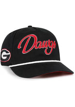 Load image into Gallery viewer, Georgia Bulldogs NCAA '47 Brand Script Black Rope Hitch Adjustable Snapback Hat featuring team logo, perfect for fans of Georgia Bulldogs hat.