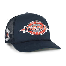 Load image into Gallery viewer, Detroit Tigers MLB '47 Brand Throwback Navy Hitch Rope Adjustable Snapback Hat, perfect for fans looking for a stylish and comfortable Detroit Tigers hat.