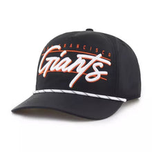 Load image into Gallery viewer, San Francisco Giants MLB '47 Black Script Hitch Rope Adjustable Snapback Hat, black San Francisco Giants hat front view
