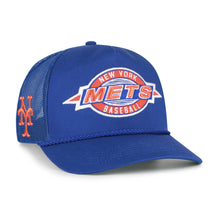 Load image into Gallery viewer, New York Mets MLB '47 Brand Throwback Blue Hitch Rope Adjustable Snapback Hat - New York Mets hat with vintage style and adjustable fit.