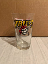 Load image into Gallery viewer, Pittsburgh Pirates MLB 16oz Pint Budweiser Glass Mug Cup showcasing the iconic Pirates logo, perfect for enjoying beverages at home or during games.