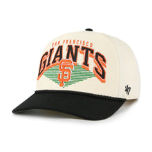 Load image into Gallery viewer, San Francisco Giants MLB '47 Natural Two Tone Hitch Rope Adjustable Snapback Hat - a stylish San Francisco Giants hat featuring a two-tone design with a rope detail.