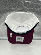 Load image into Gallery viewer, Side view of the Florida State Seminoles FSU NCAA '47 White Rope Script Hitch Adjustable Hat highlighting the unique rope accent and adjustable strap.