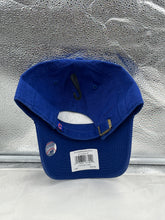 Load image into Gallery viewer, Chicago Cubs MLB '47 Brand Blue Clean Up Adjustable Hat on a sunny day, emphasizing its comfort for outdoor activities.