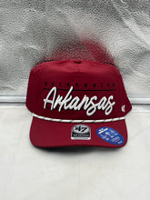 Load image into Gallery viewer, Arkansas Razorbacks NCAA '47 Brand Red Hitch Rope Adjustable Snapback Hat showcasing vibrant red color with adjustable snapback closure for a customizable fit.
