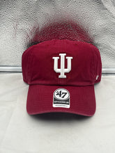 Load image into Gallery viewer, Indiana Hoosiers NCAA '47 Brand Red Clean Up Adjustable Hat displayed showing the iconic Hoosiers logo, perfect for game day or casual outings.