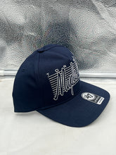 Load image into Gallery viewer, Toronto Maple Leafs NHL '47 Navy Script Hitch Rope Adjustable Snapback Hat showcasing the embroidered script logo and trendy rope design, perfect for game day or casual outings.