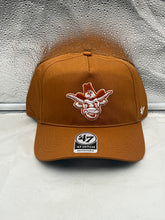 Load image into Gallery viewer, Texas Longhorns NCAA '47 Brand Throwback Orange Hitch Snapback Adjustable Hat showcasing bold team colors and adjustable fit, perfect for fans to display their team spirit.