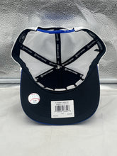 Load image into Gallery viewer, Kansas City Royals MLB '47 Brand Blue Script Hitch Rope Adjustable Snapback Hat displayed against a neutral background, emphasizing its vintage vibe and team pride.