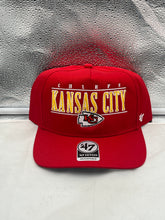 Load image into Gallery viewer, Kansas City Chiefs NFL '47 Brand Red Hitch Snapback Adjustable Hat showcasing vibrant red color and iconic Chiefs logo.