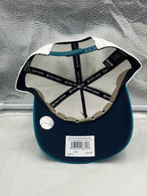 Load image into Gallery viewer, Close-up view of the Seattle Mariners MLB '47 Throwback White TT Script Hitch Adjustable Snapback Hat, highlighting its stylish design and comfortable fit, perfect for fans.
