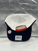 Load image into Gallery viewer, Close-up image of the Boston Red Sox MLB '47 Brand White TT Script Hitch Adjustable Snapback Hat, highlighting the high-quality materials and craftsmanship.