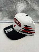 Load image into Gallery viewer, Close-up view of the Carolina Hurricanes NHL '47 Brand White Diamond Hitch Adjustable Snapback Hat, highlighting the diamond detailing and adjustable snapback closure.