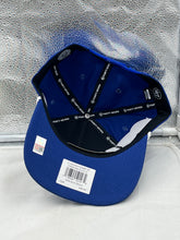 Load image into Gallery viewer, Duke Blue Devils NCAA '47 Brand Blue Script Hitch Rope Adjustable Snapback Hat on a wooden table, emphasizing its quality and unique design features.