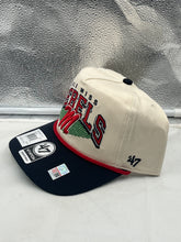 Load image into Gallery viewer, Close-up view of the Ole Miss Rebels NCAA '47 Brand Natural TT Hitch Rope Adjustable Snapback Hat highlighting the high-quality fabric and adjustable snapback feature.