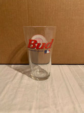 Load image into Gallery viewer, Close-up view of the Cincinnati Reds MLB 16oz Pint Budweiser Glass Mug Cup, highlighting its high-quality craftsmanship and design for durability and style.