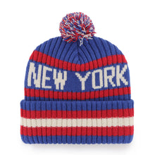 Load image into Gallery viewer, New York Giants NFL '47 Brand Winter Beanie Knit Ski Cap Hat showcasing team spirit and warmth for winter activities.