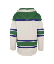 Load image into Gallery viewer, Hartford Whalers NHL '47 Brand Throwback Light Gray Lacer Men's Hoodie - Casey's Sports Store